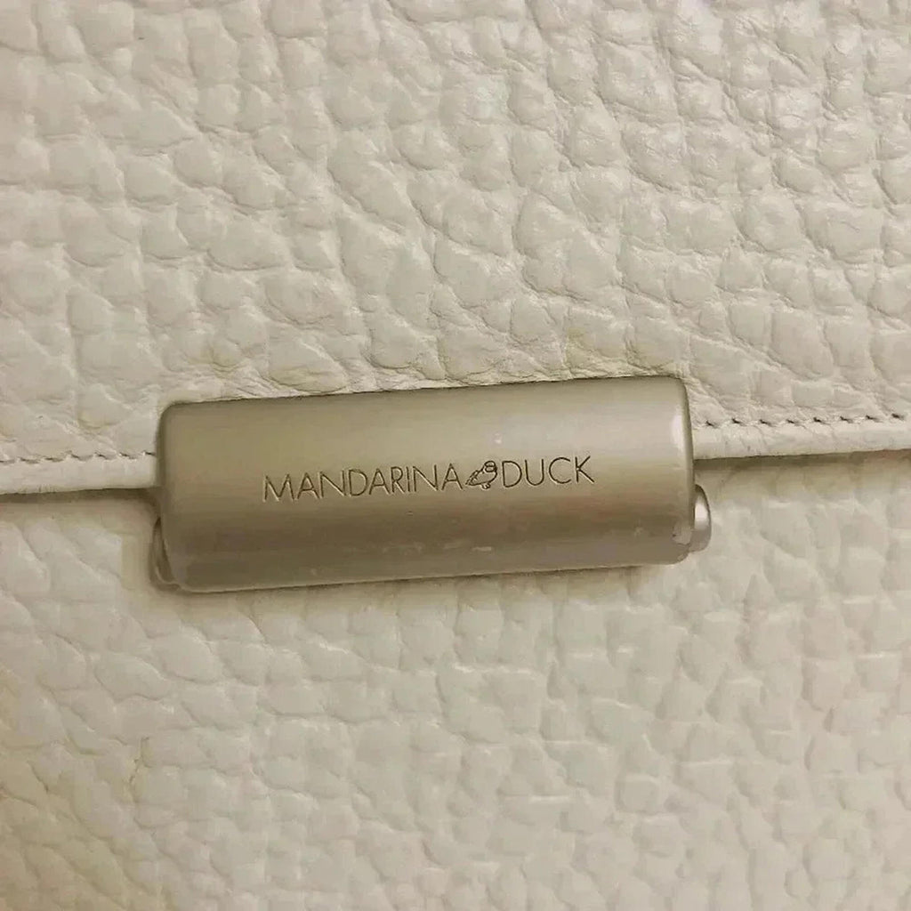 Vintage Mandarina Duck White Leather Bag