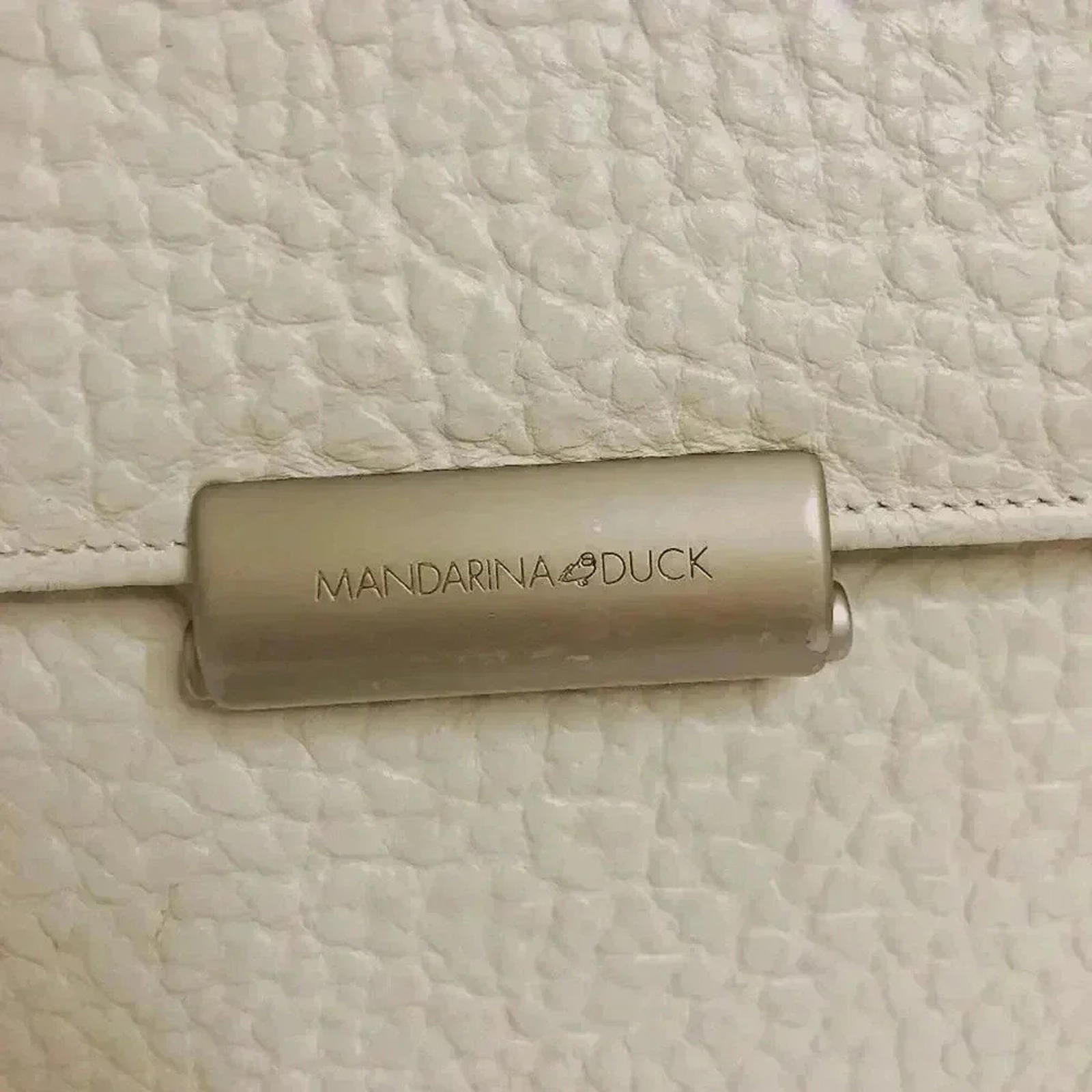 Vintage Mandarina Duck White Leather Bag