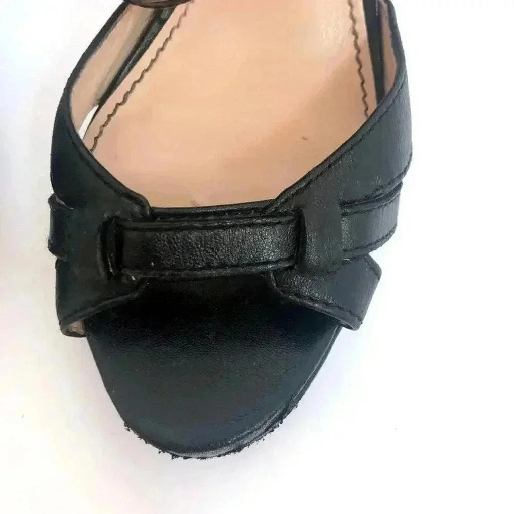 Calvin Klein Posha Black Leather Strappy Platform Heels Pumps Women's Size 6