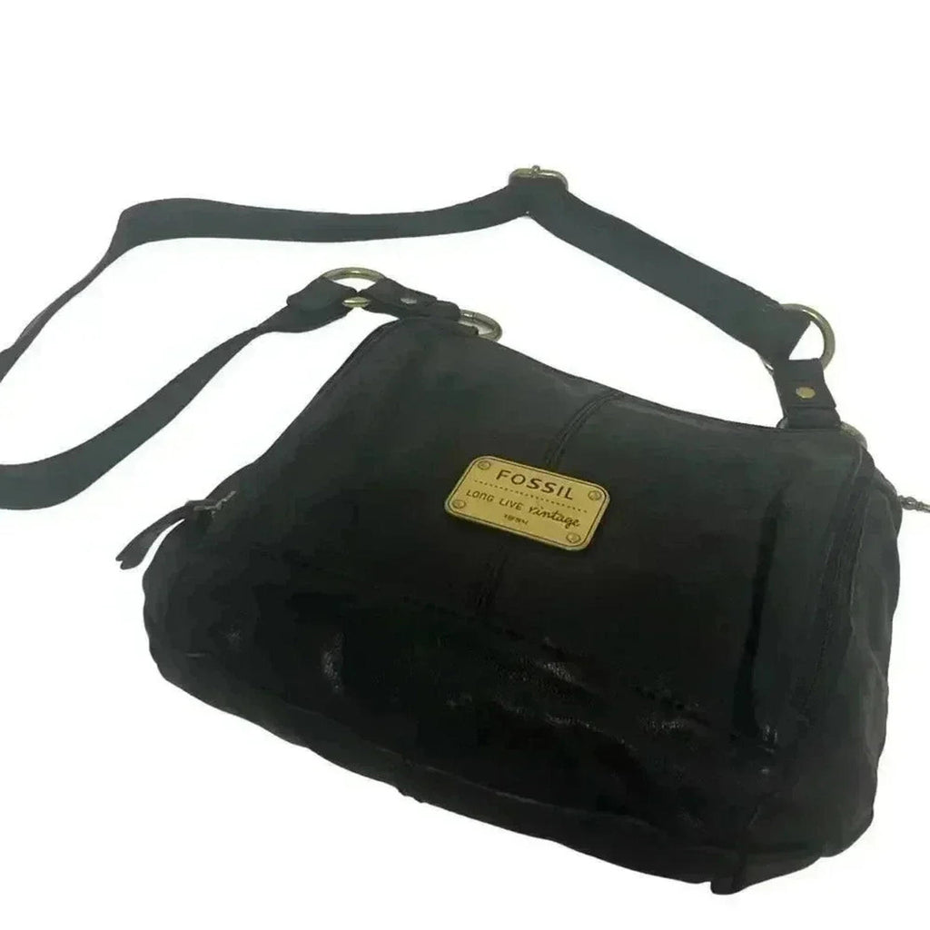 Fossil Vintage Black Leather Crossbody
