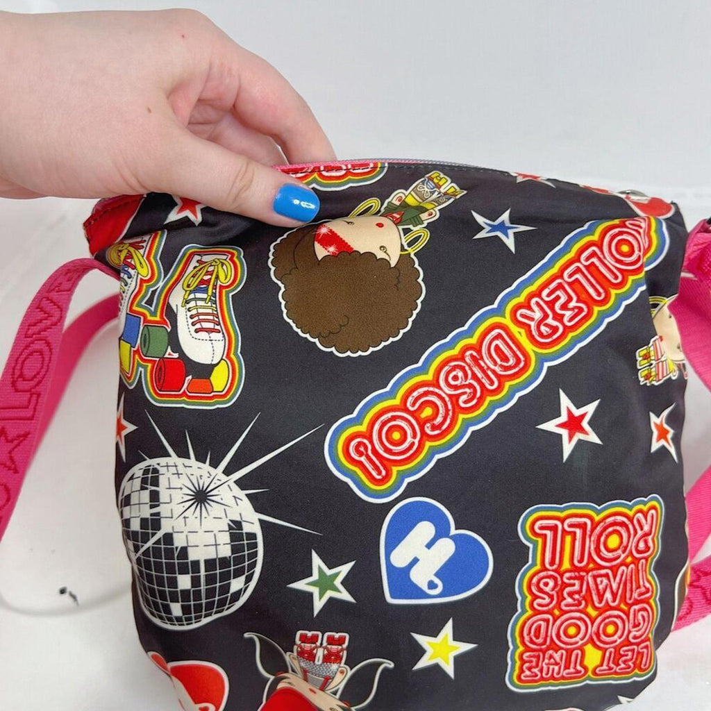 Harajuku Lovers y2k Roller Disco Gwen Stefani Black Shoulder Back Crossbody