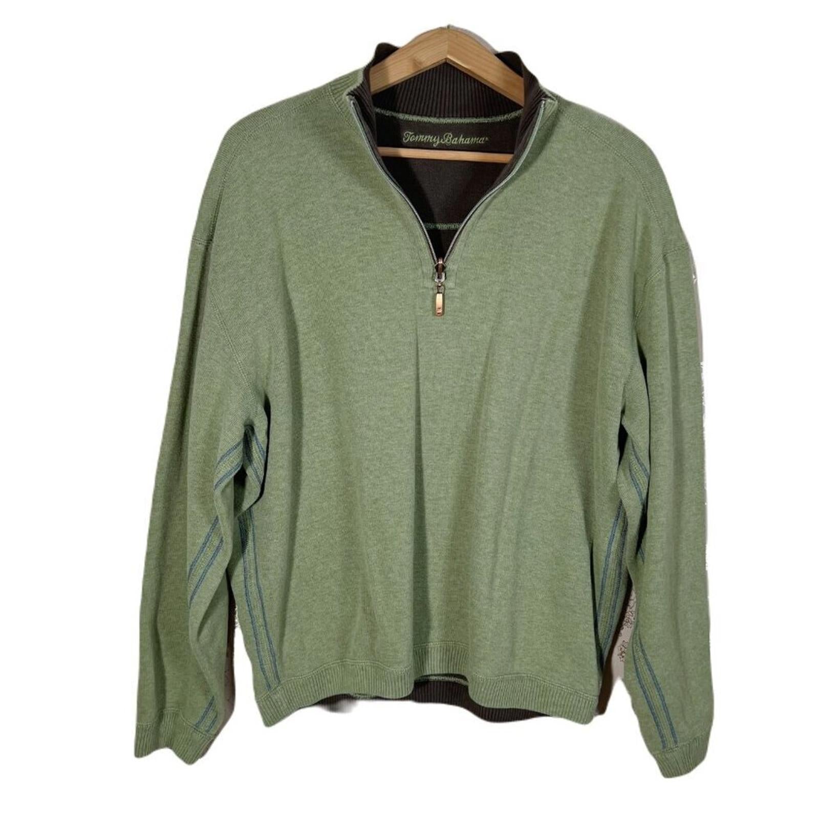 Tommy Bahama Men's Green Pullover Quarter Zip Jacket Sweater Size XL