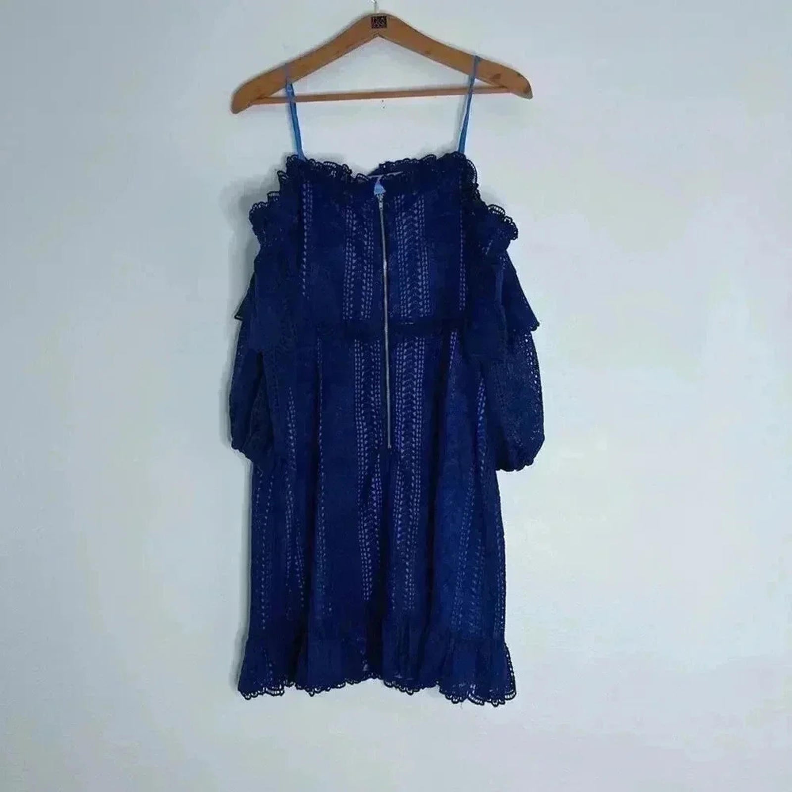 NWT Parker Blue Eyelet Off the Shoulder Dress in Night Women's Size 8