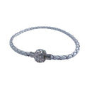 NWOT Leather Braided Bracelet Rhinestone Cluster Bead Clasp Bedazzled