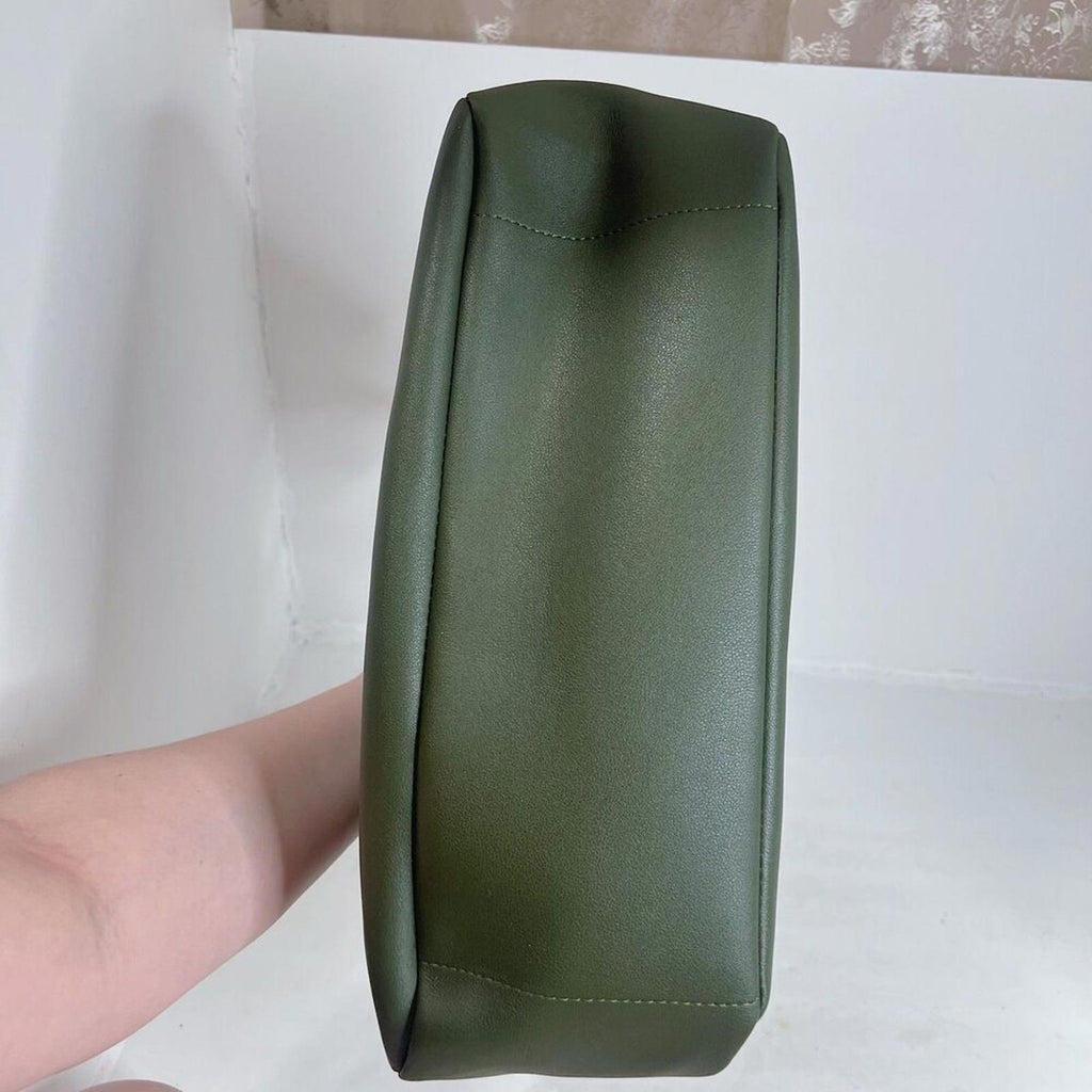 Neiman Marcus Vegetarian Leather Olive Green Hobo Bag Faux Leather Shoulder Bag