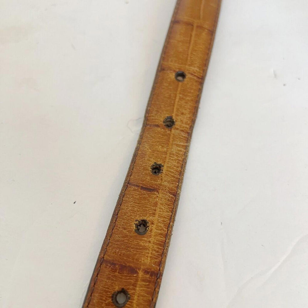 Vintage Onyx by Brighton Brown Crocodile Embossed Calfskin Leather Belt Size 38