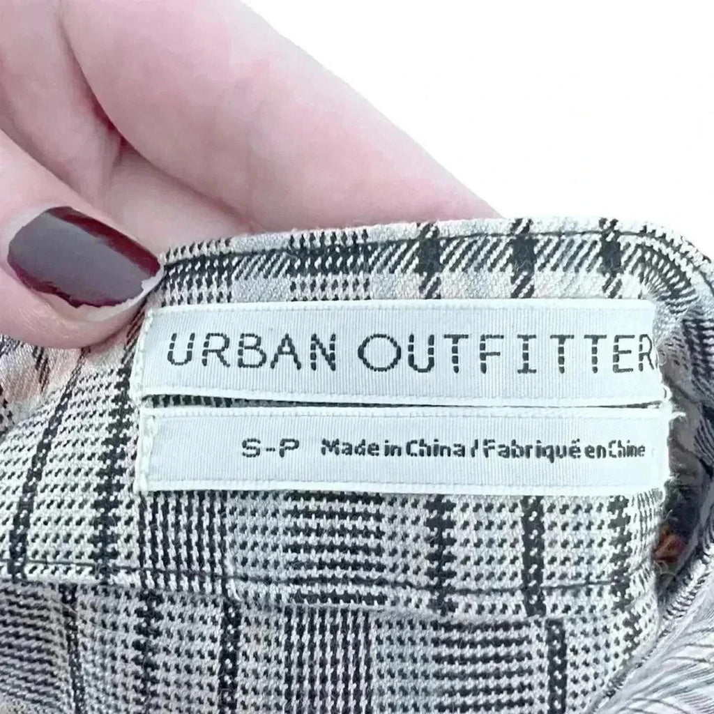 NWOT Urban Outfitters Plaid Button Up Mini Skirt Brown Tan Women's Size S