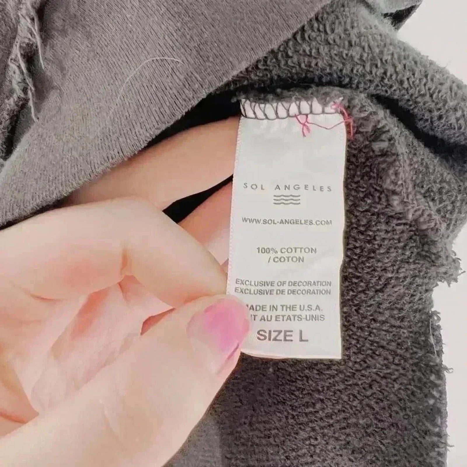Sol Angeles Charcoal Terrycloth Crewneck Sweatshirt Women's Size L Loungewear