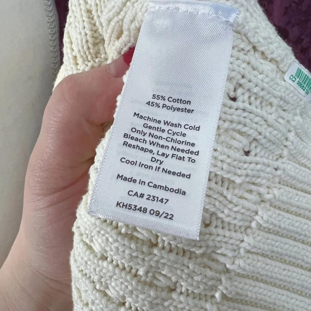 Talbots Cream Cotton Knit Sweater Women's Size M