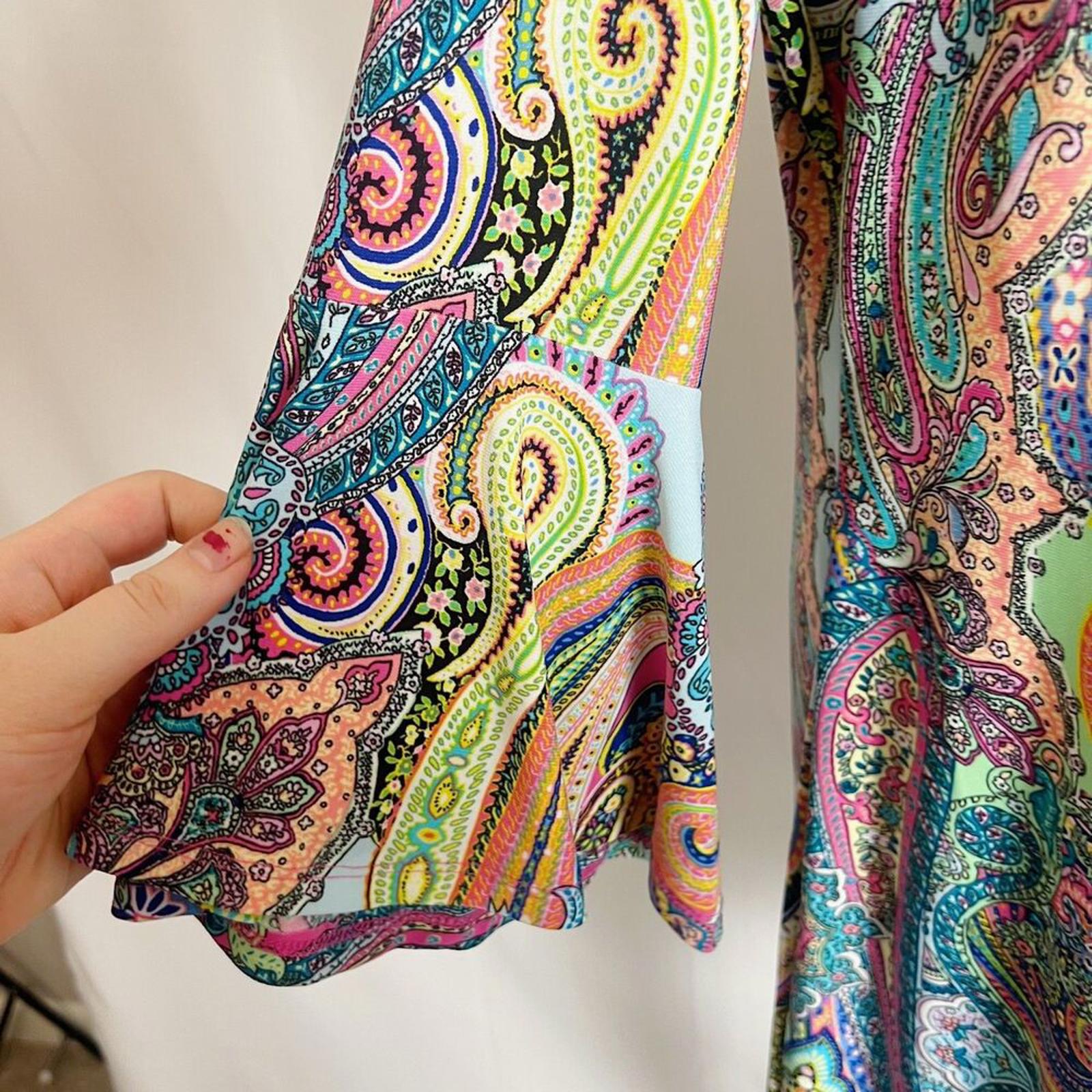 Tommy Hilfiger Multicolored Paisley Long Sleeved Shift Dress Women's Size 12