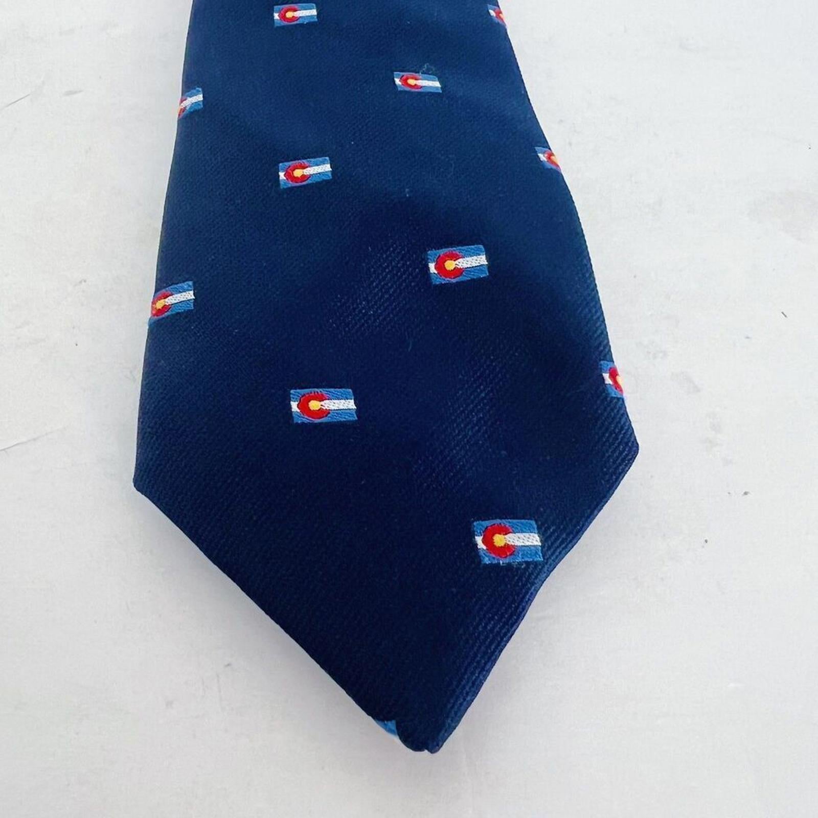Sir Christopher Hatton Navy Blue Colorado Flag Tie