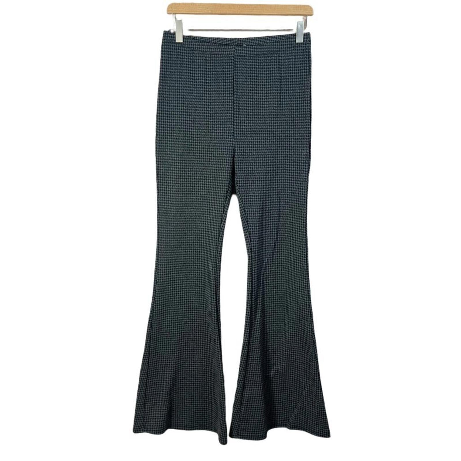 Bear Dance Black and Grey Houndstooth Flared Pants Women's Size L