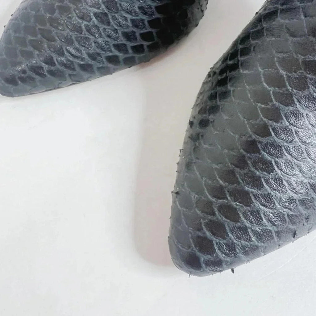 Able Grey Faux Snakeskin Heeled Mule Women's Size 8