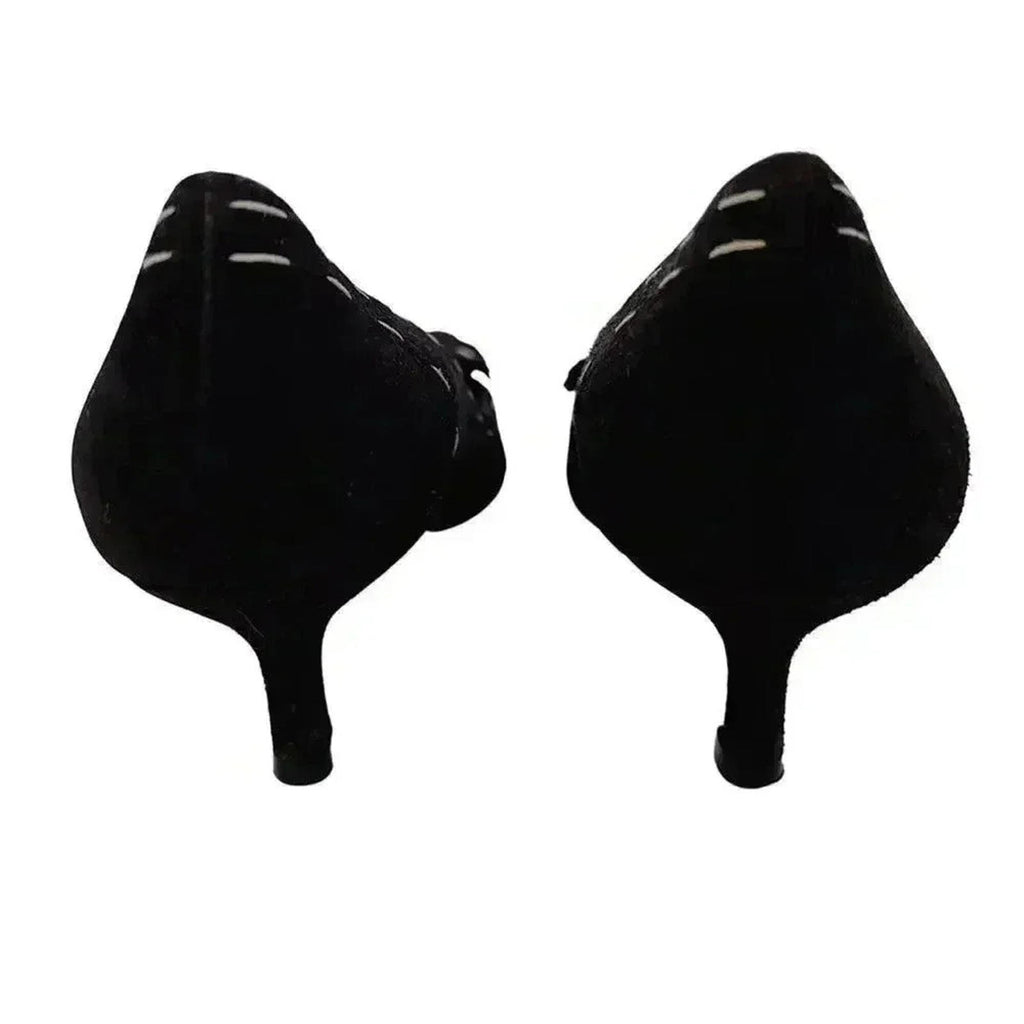 y2k Vintage Ramon Tenza Brown Suede Cream Pointed Toe Heels Flower Size 8.5