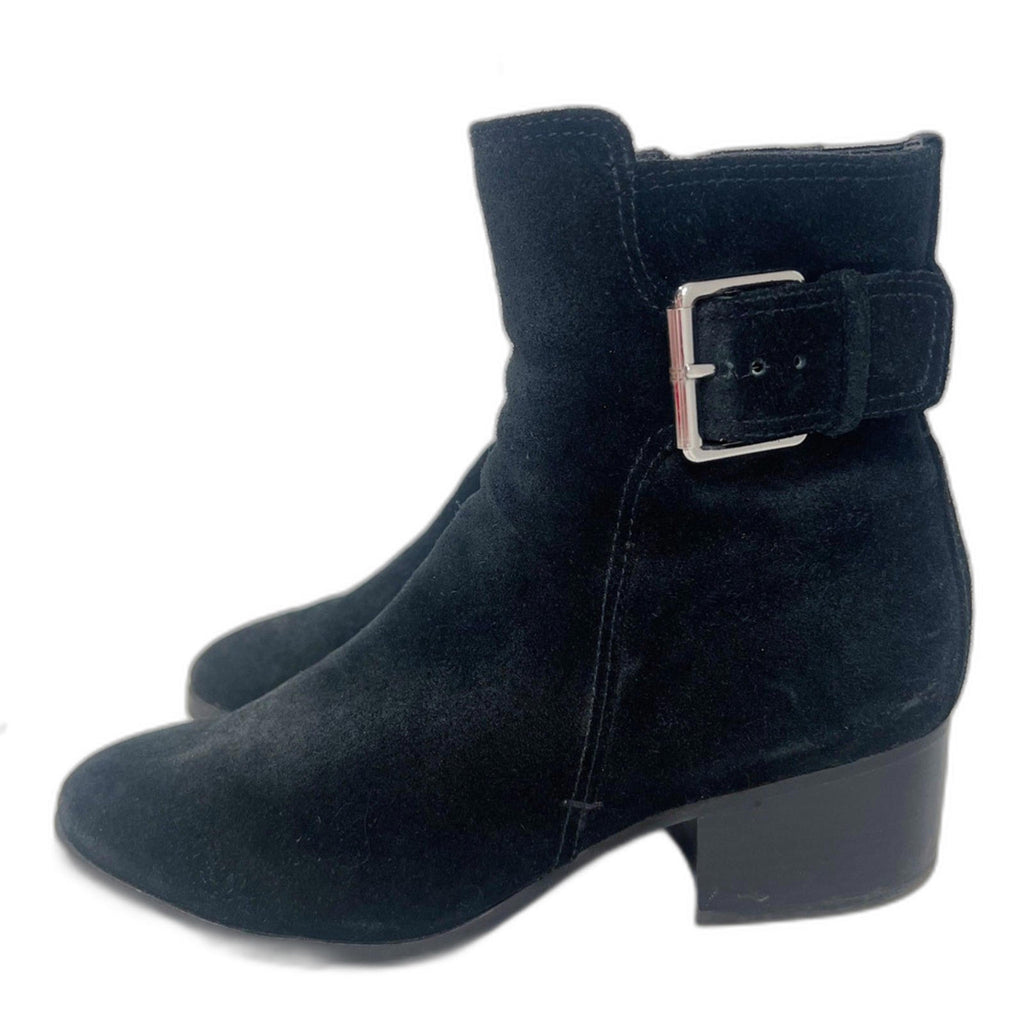 Via Spiga Octavia Black Suede Leather Ankle Boots Booties Buckled Size 8.5