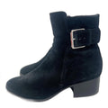 Via Spiga Octavia Black Suede Leather Ankle Boots Booties Buckled Size 8.5