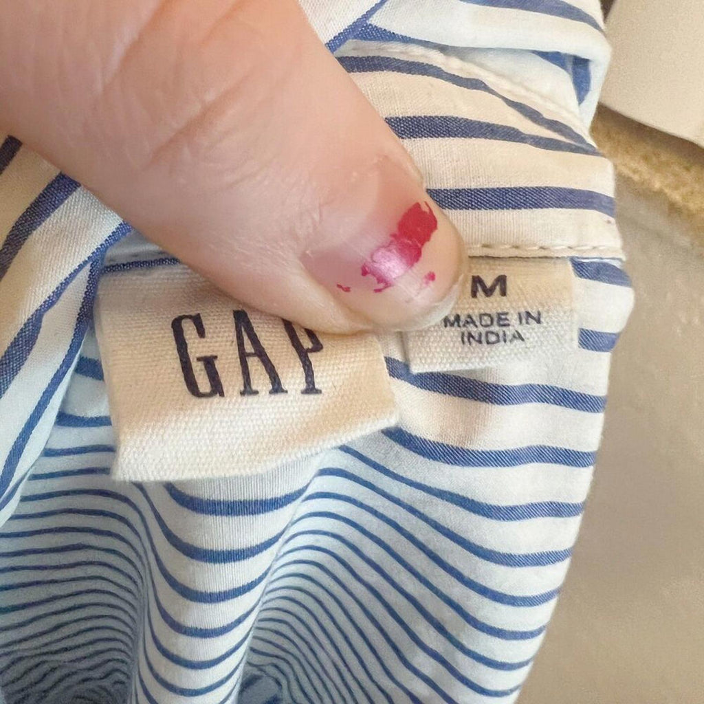 GAP Blue White Striped Shirt Dress Button Up Long Sleeve Women's Size M