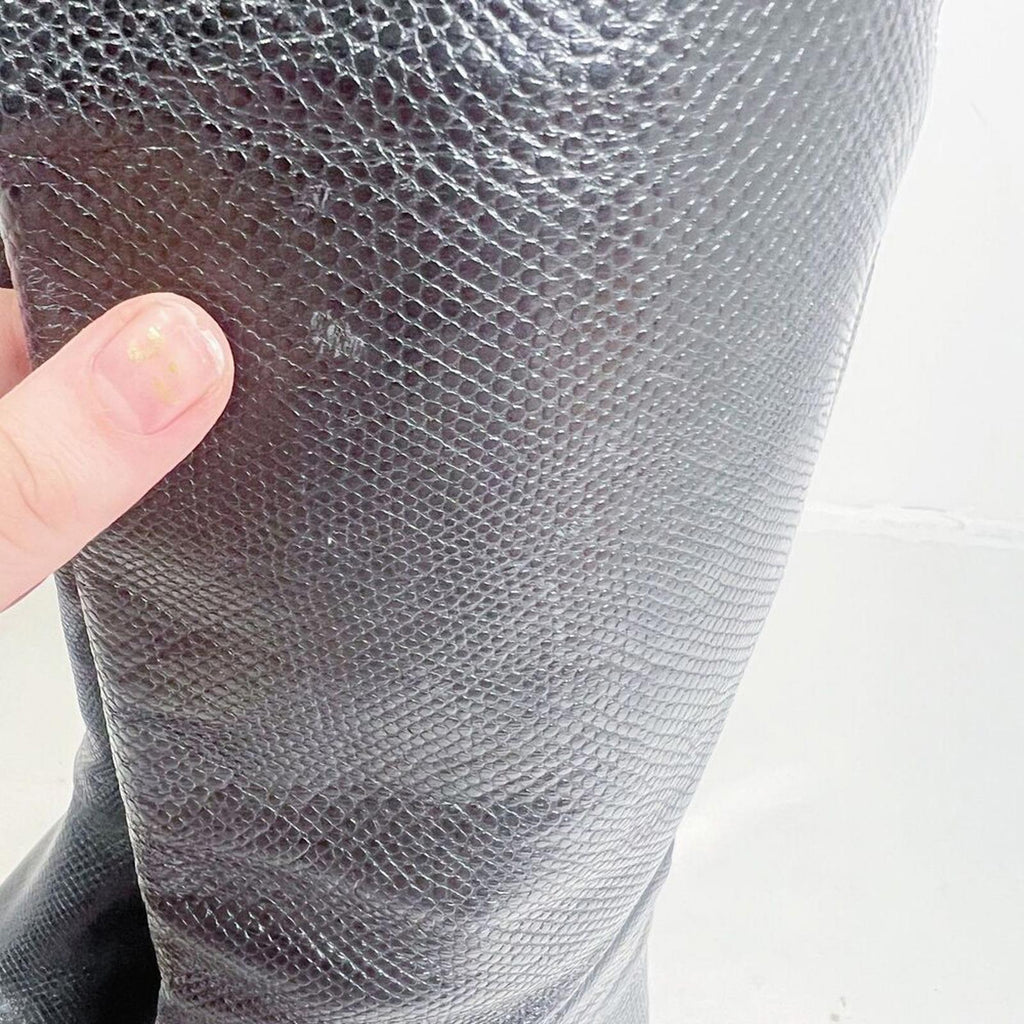 Bruno Magli Vintage Emme Black Snakeskin Leather Knee High Boots Size 9.5 AA