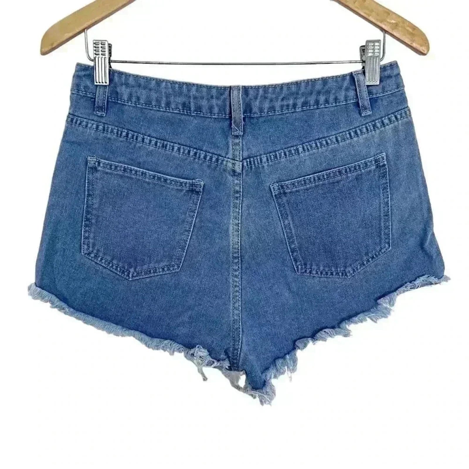 NWOT Floral Denim Shorts Flowers Medium Wash High Rise Women's Size M