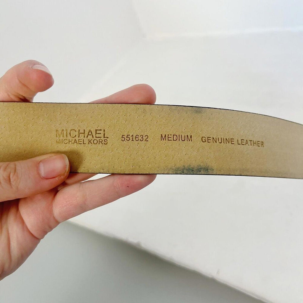 Michael Kors Brown Leather Belt Silver Buckle y2k Boho Chic Size M