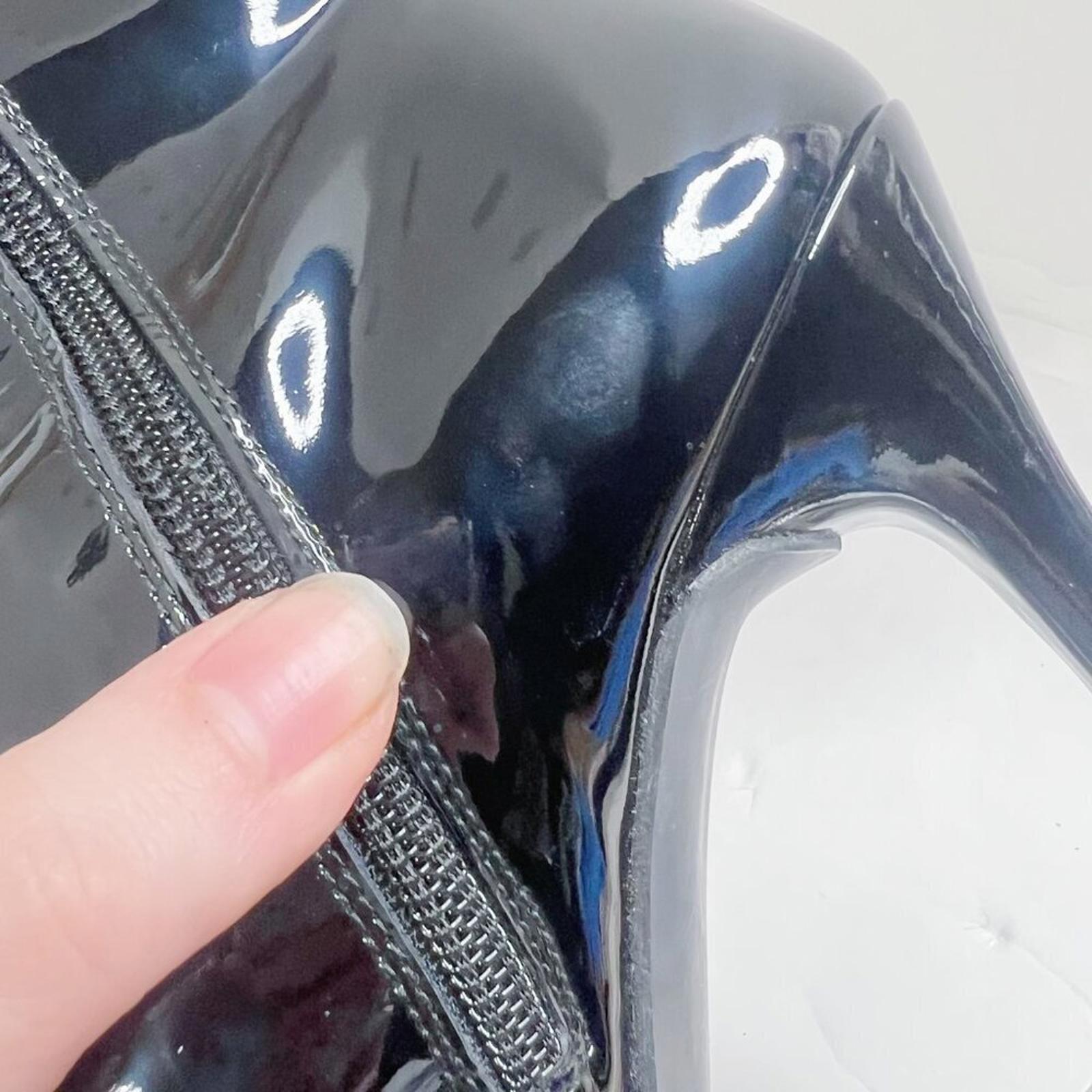 Stuart Weitzman Apollo Black Patent Leather Stiletto Boot Heeled Bootie Size 10