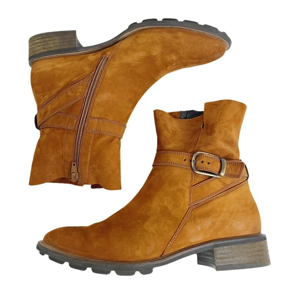 Paul Green Denver Belted Biker Moto Booties Ankle Boots in Toffee Suede Size 7