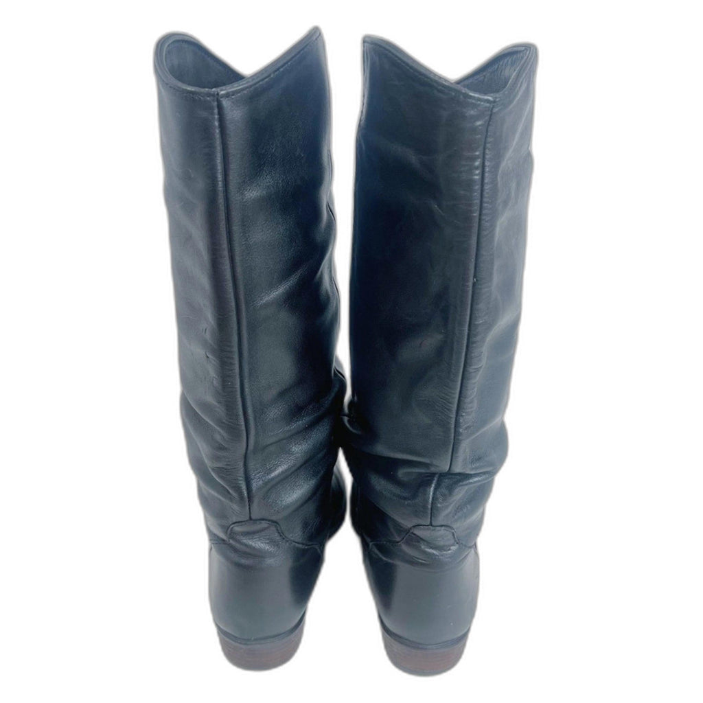 Santana Canada Black Leather Slouchy Knee High Boots Riding Boots Size 7