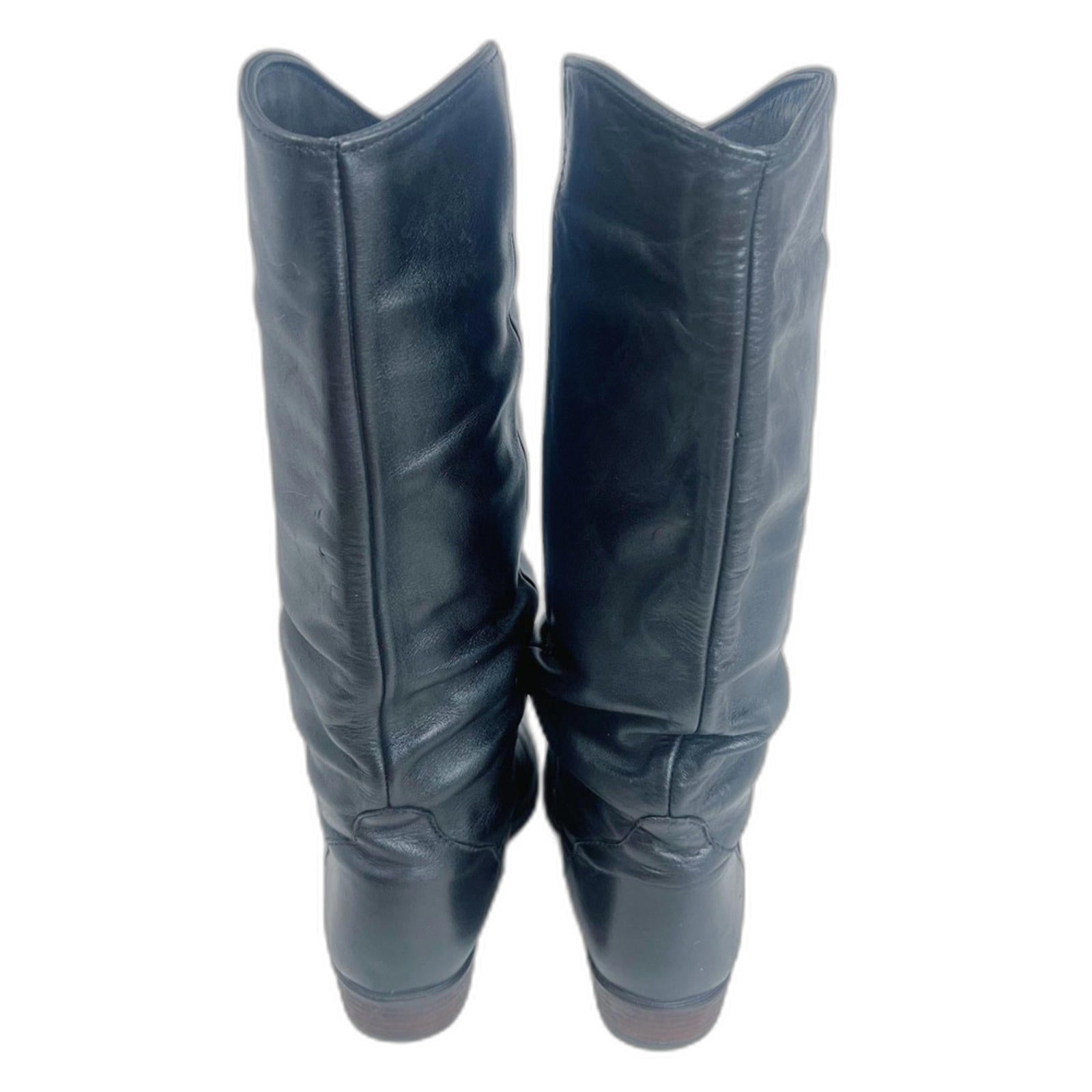 Santana Canada Black Leather Slouchy Knee High Boots Riding Boots Size 7
