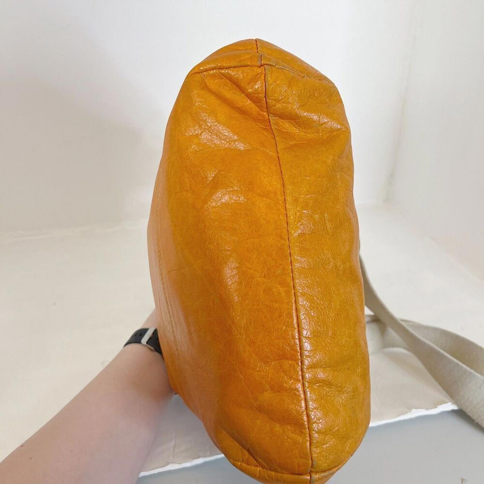 Maurizio Taiuti Italian Orange Leather Handbag Crossbody Purse