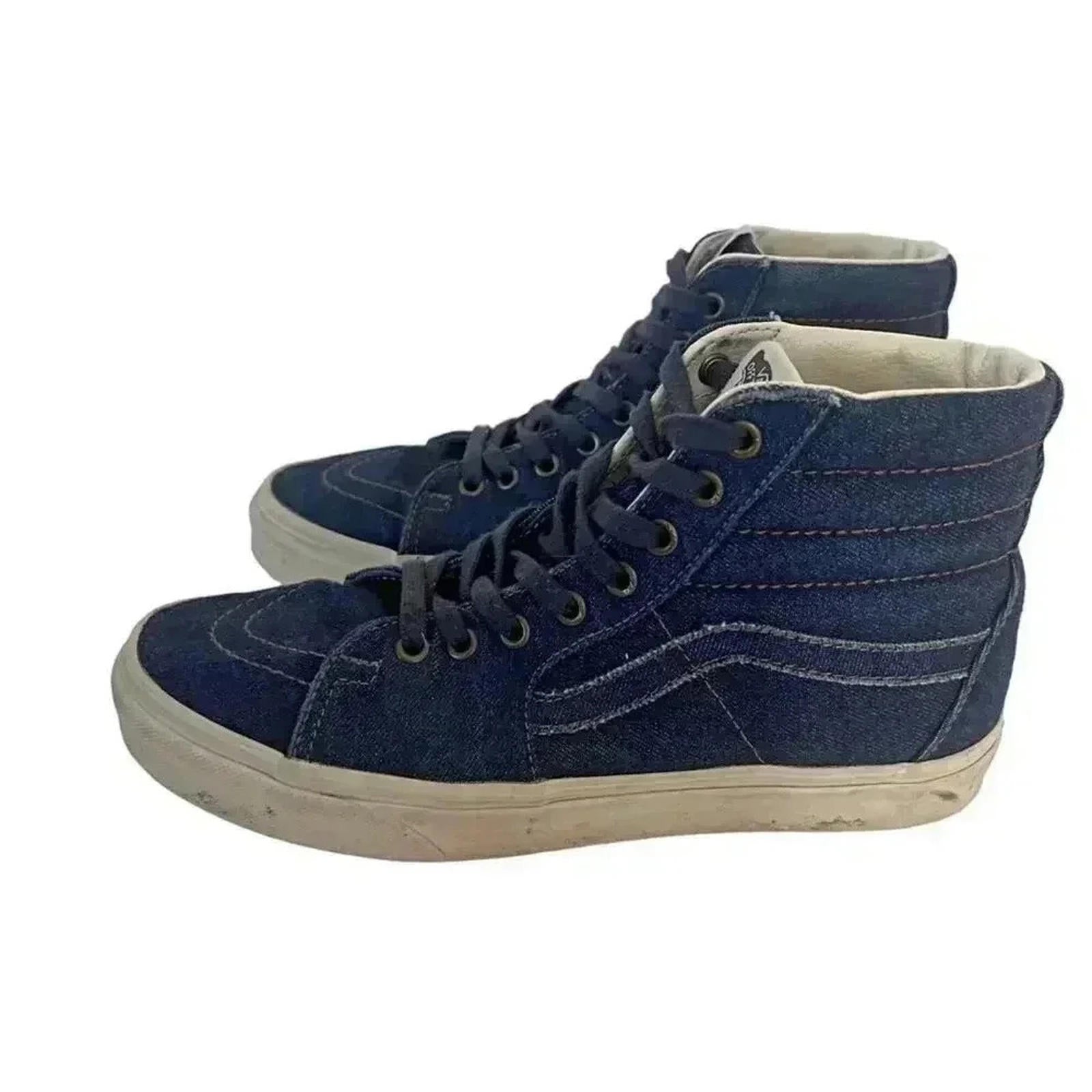 Vans Denim Sk8 Hi Dark Blue High Top Sneakers Skate Sneakers Women's Size 9.5