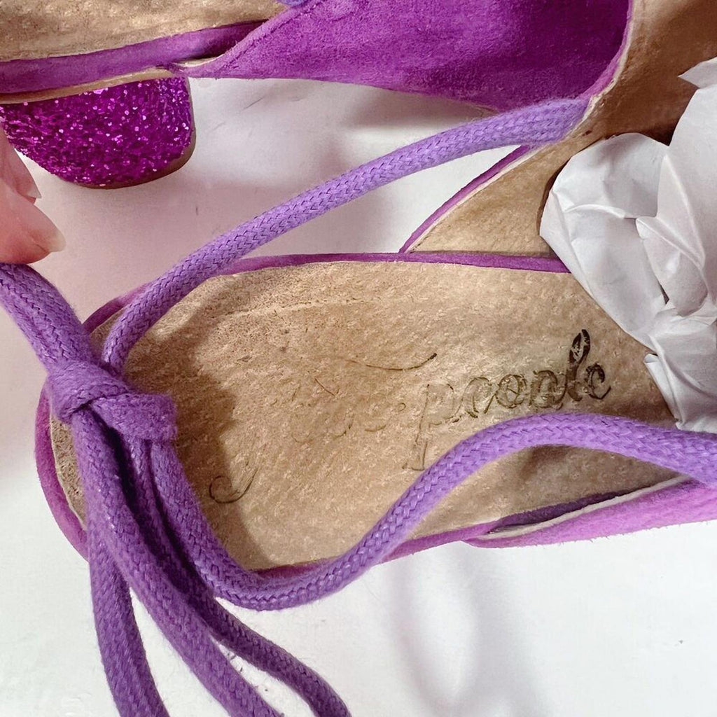 Free People Bright Purple Mules Glitter Booties Chic Women's Size