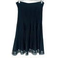 Anthropologie Lapis Black Knit Midi Skirt White Floral Boho Bohemian Size S