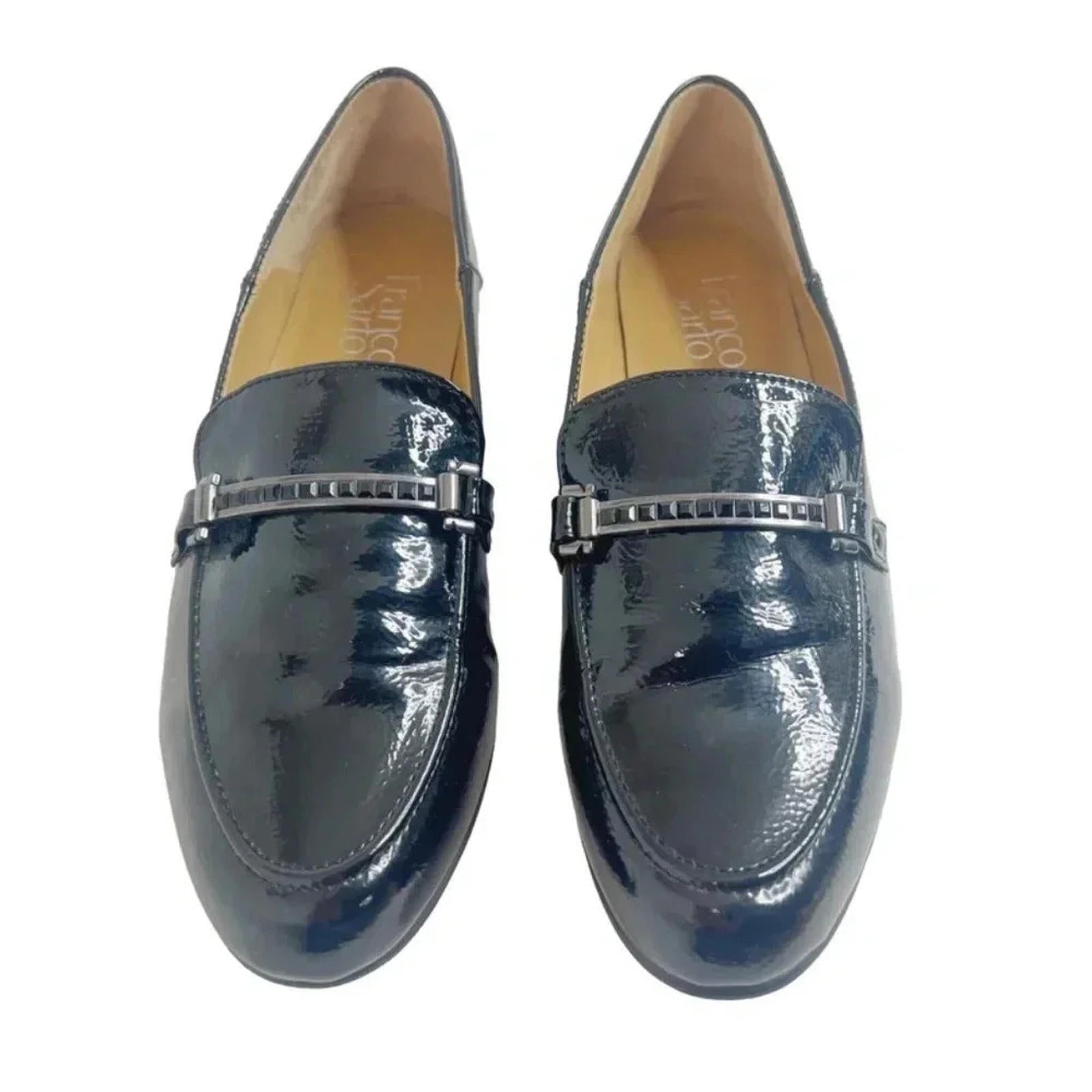 Franco Sarto Palmer Black Patent Leather Loafers Women's Size 8.5