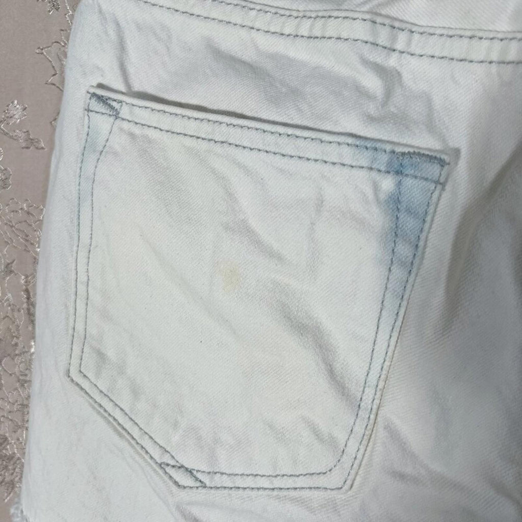 GAP High Rise Slim Cut-Offs Bleached White Denim Shorts Distressed Size 27