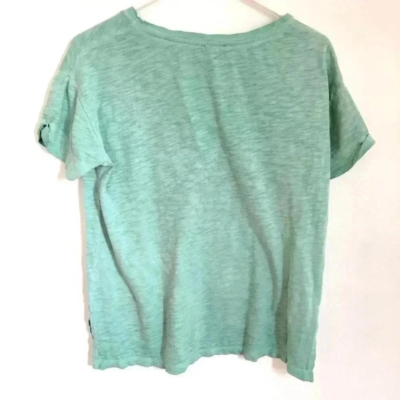 Anthropologie Postage Stamp Heathered Turquoise V Neck Tee Women's Size S