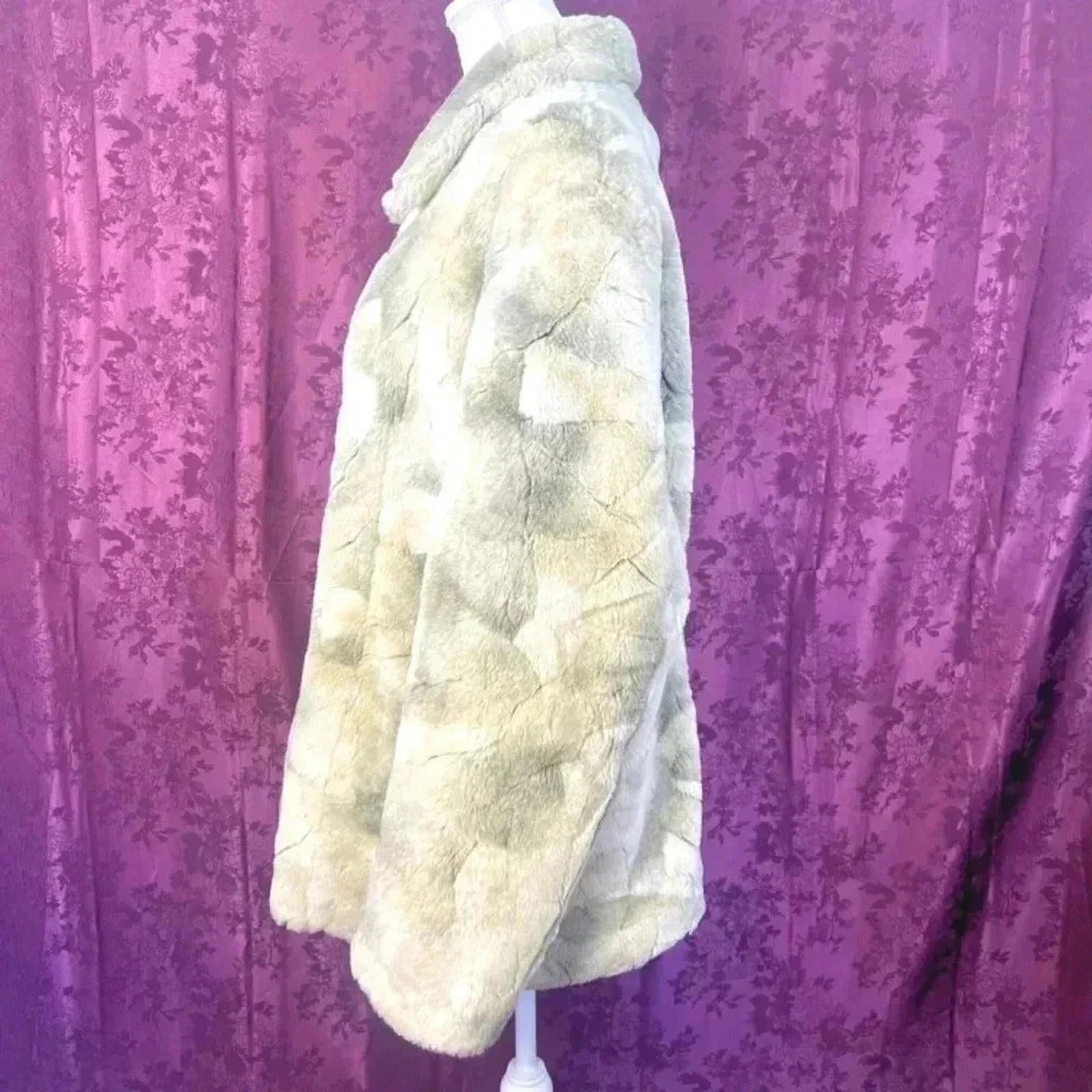 Coldwater Creek Tan Faux Fur Jacket size 1X XL mob wife