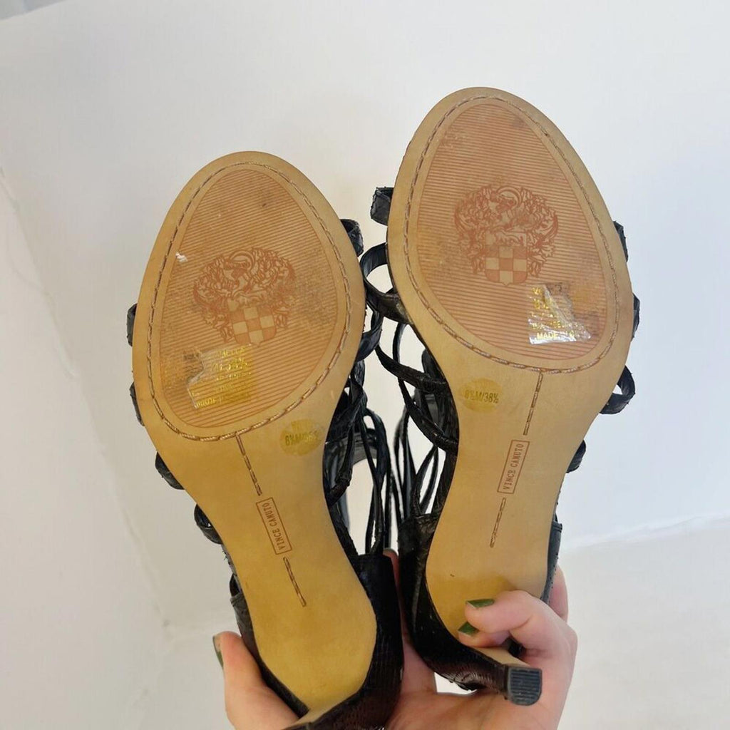 Vince Camuto Kamella High Heel Open Toe Caged Gladiator Sandals Black  Size 8.5