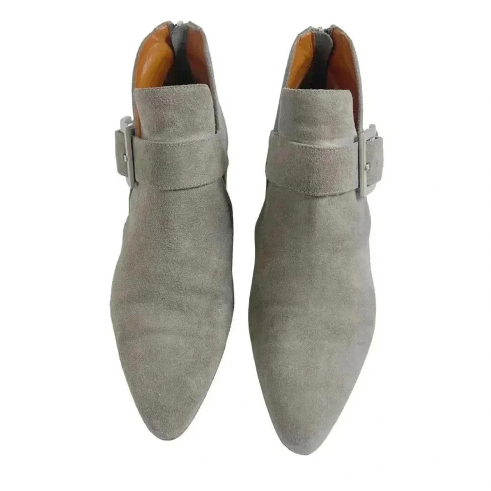 Aquatalia Like New Filomena Grey Suede Buckled Booties Women's Size 8.5