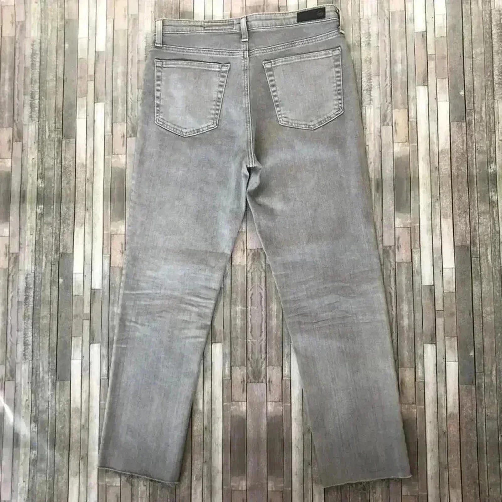 AG Adriano Goldschmied The Isabel Grey High Rise Straight Cropped Jeans Size 30R