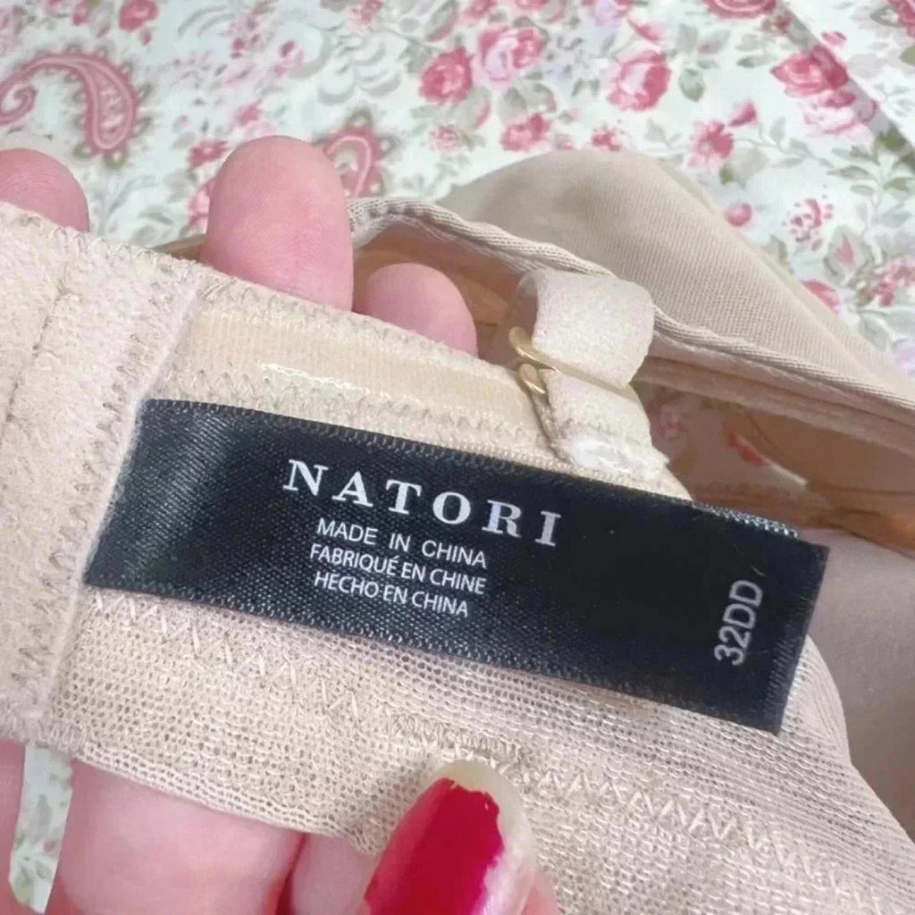 Natori Nude Bra Lined Mesh Overlay 32DD