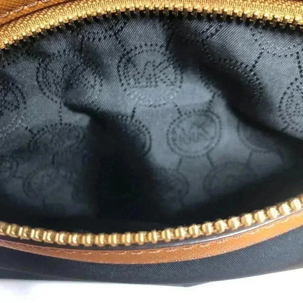 Michael Kors Black Nylon Tote Bag Leather Straps