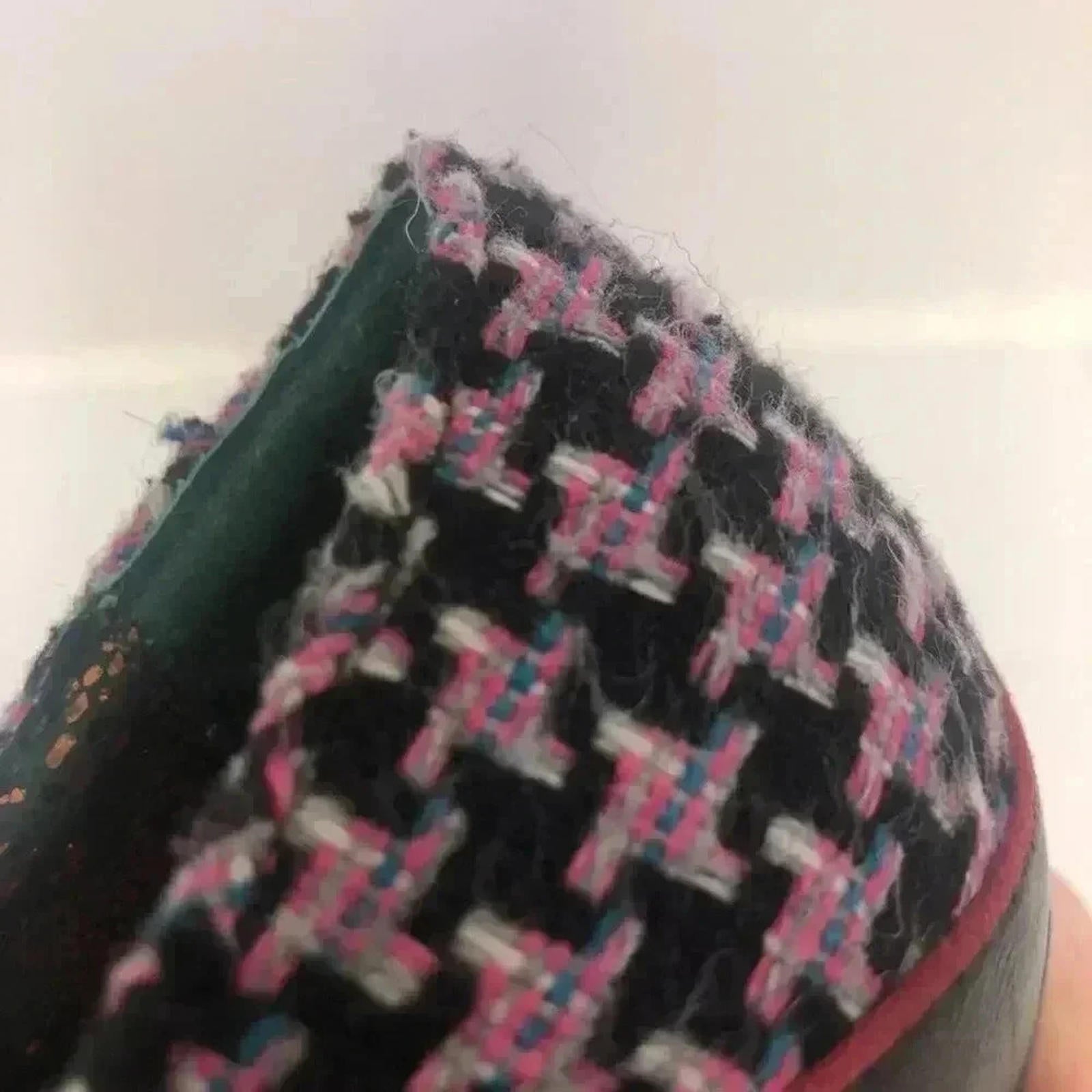Poetic License Mary Jane Tweed Heels Pink and Black Bow Coquette Women's Size 6