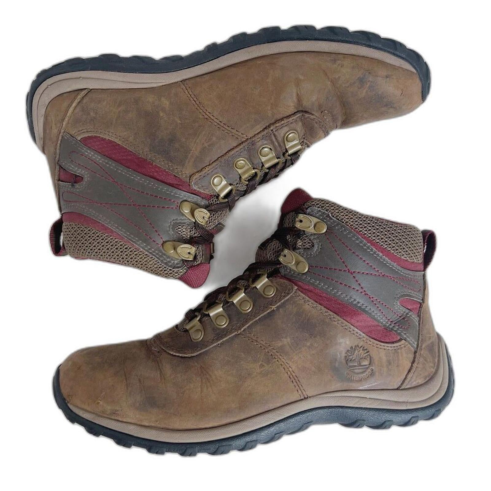 Timberland Women's Norwood Mid Waterproof Brown Leather Hiking Boots Size 7.5