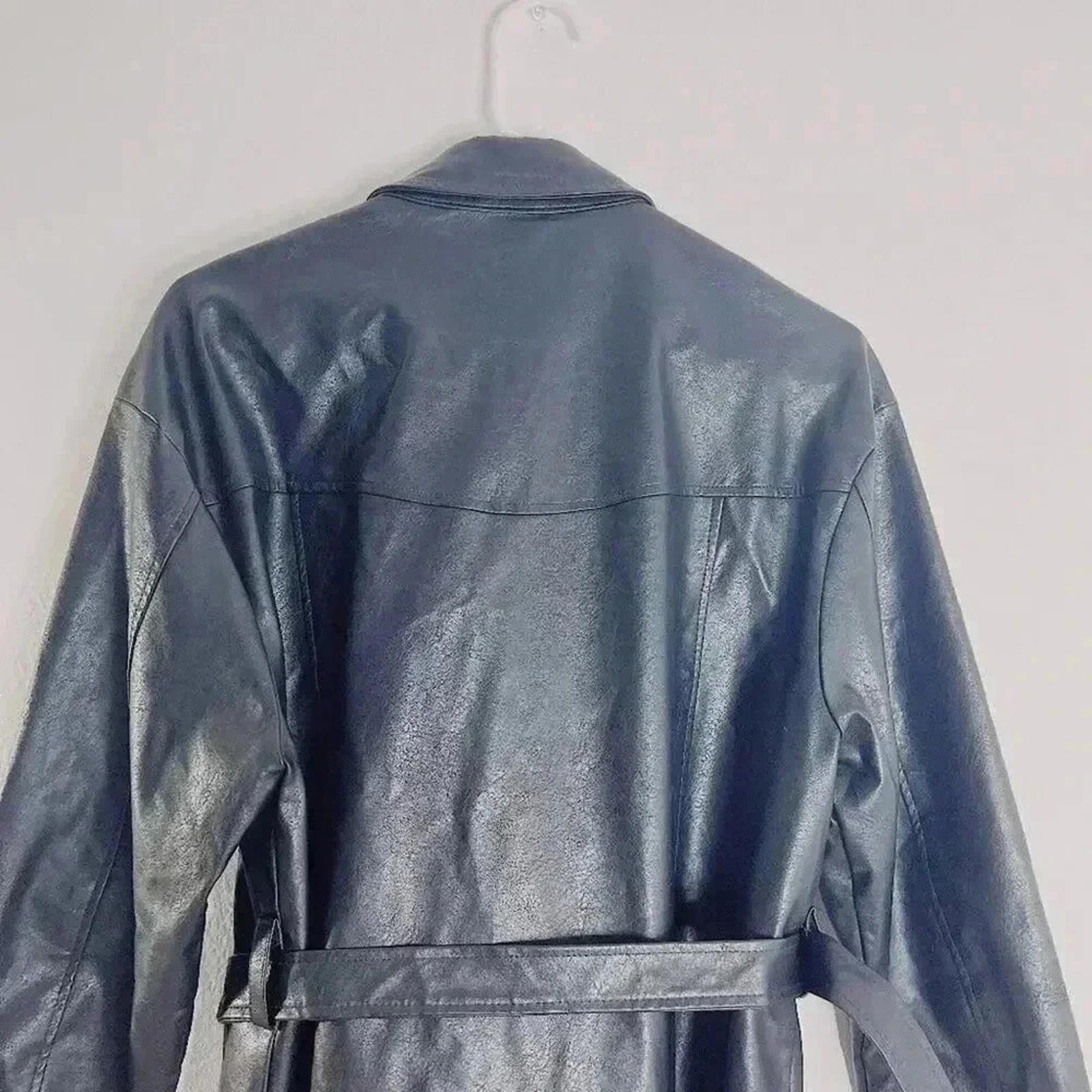 Faux Leather Button Up Jacket Belted Women's Size S