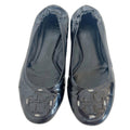 Tory Burch Reva Travel Black Patent Leather Ballet Flats Leather Emblem Size 9