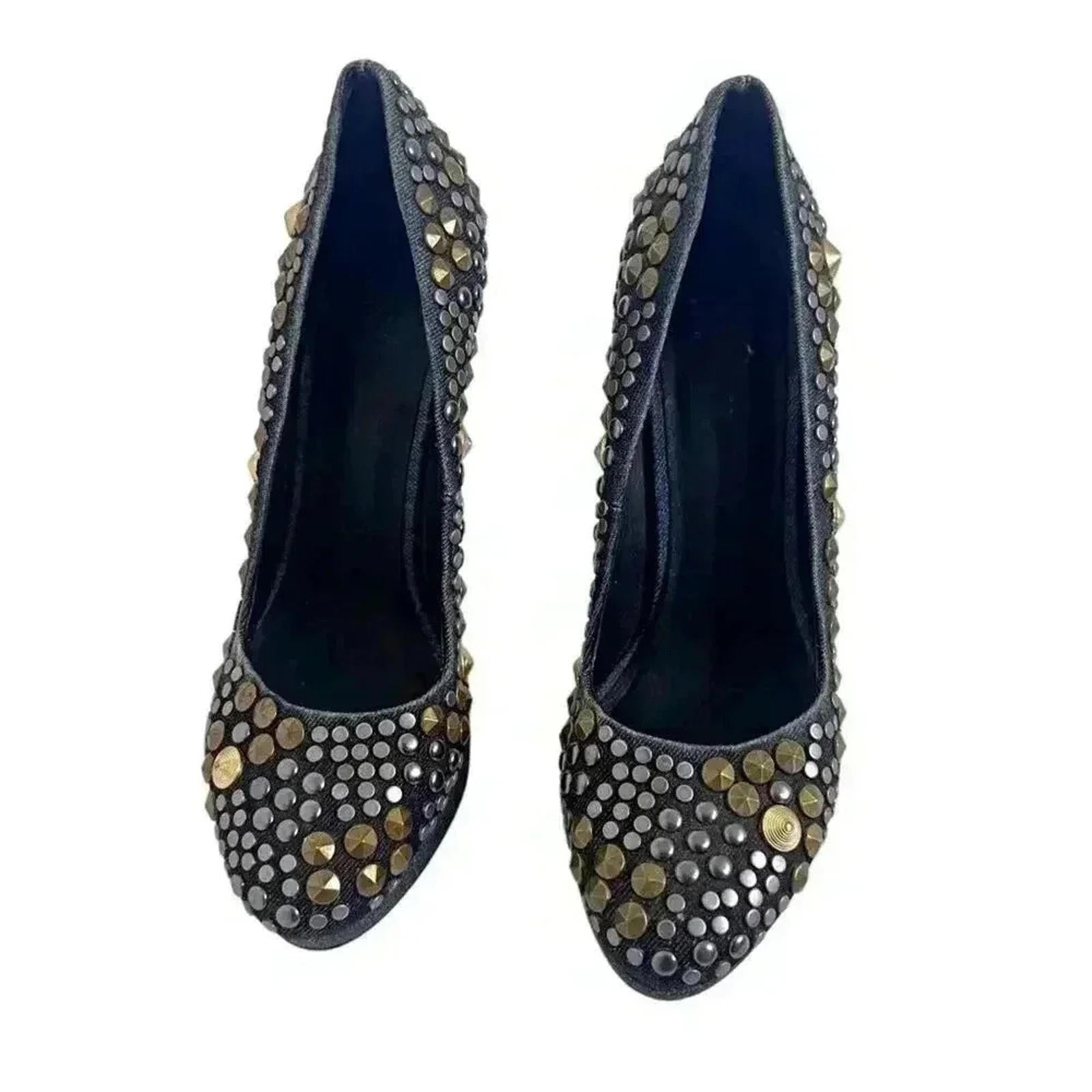 Diesel Kristaly Indigo Heels Denim Studded Stilettos Heels Pumps Size 8.5 US