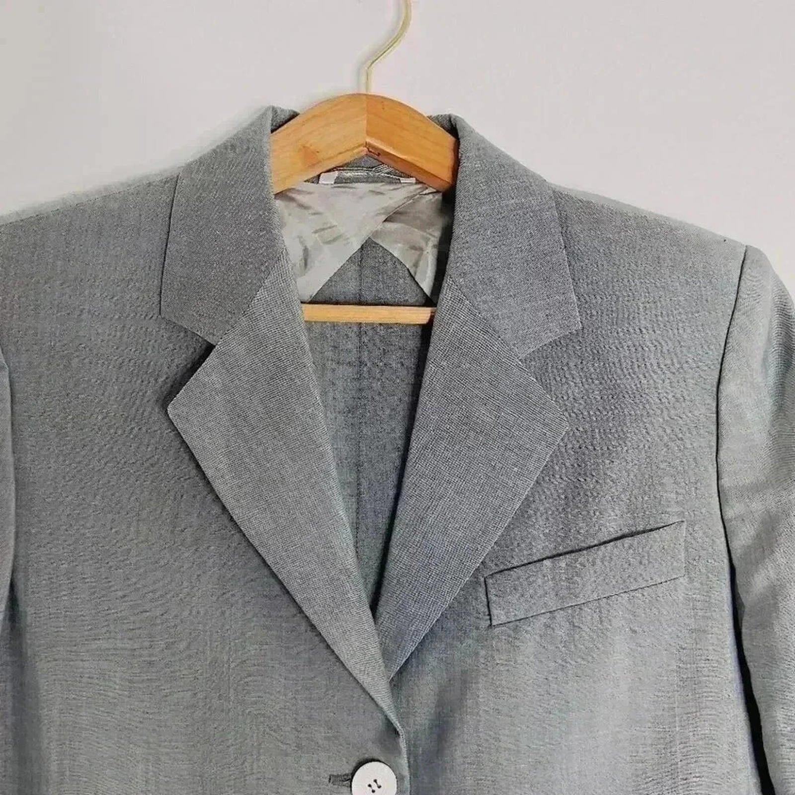 Vintage Max Mara Women's Grey Wool Blazer Size 8 Business Casual Office Siren
