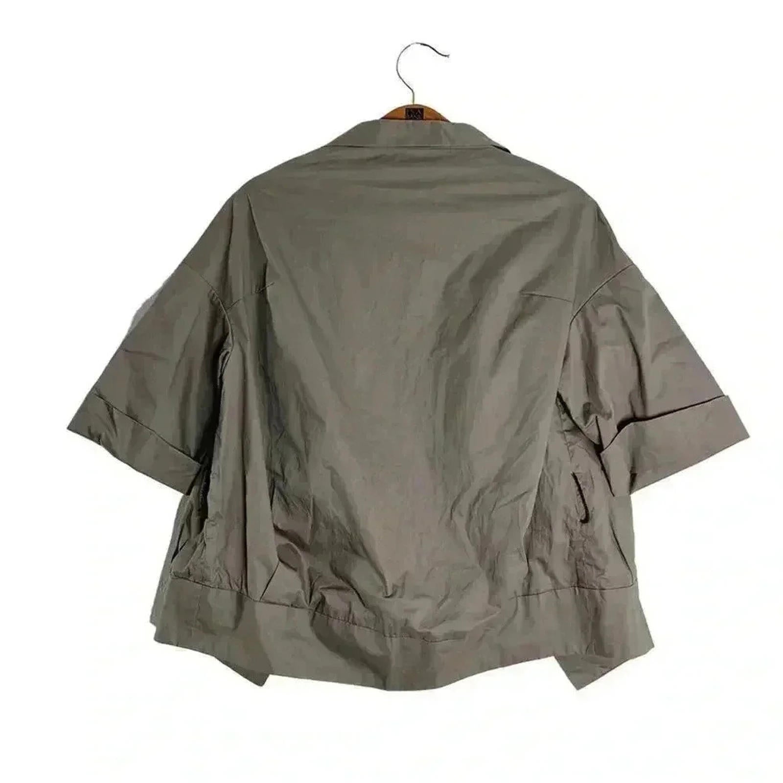 Marni Short Sleeved Tan Taupe Utility Cardigan Top Minimalist Brutalist Size 4