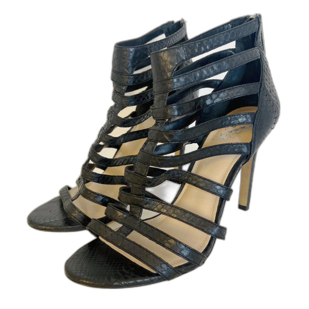 Vince Camuto Kamella High Heel Open Toe Caged Gladiator Sandals Black  Size 8.5