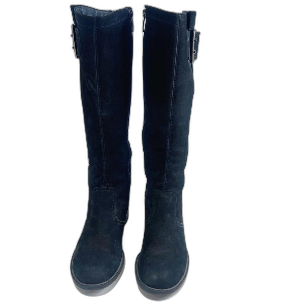 Paul Green Kendra Tall Riding Boots Black Suede Nuback Women's Size 5.5 UK 8 US